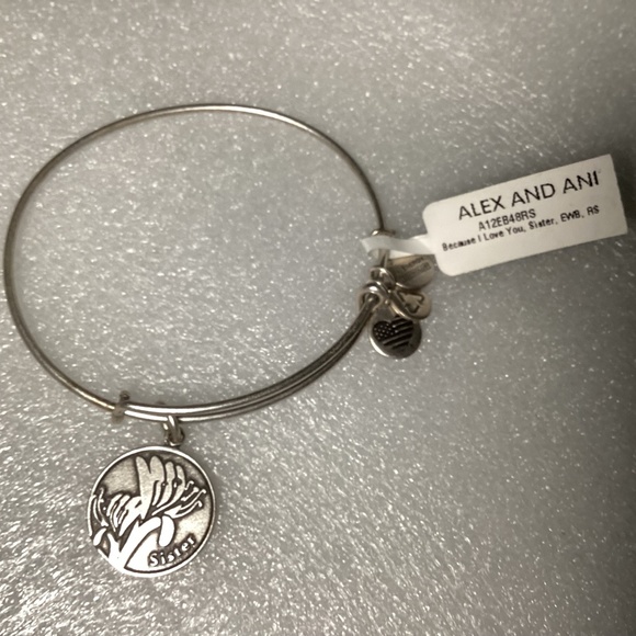Alex And Ani Bangle Bracelet Because I Love You Sister EWB NWT - Picture 3 of 7